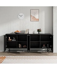 logicfox 68 inch Modern Scandinavian Alcove Door Kitchen Storage Sideboard Buffet Cabinet Console