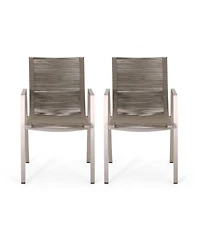 Streamdale Furniture Outdoor Modern Aluminum Dining Chair with Rope Seat