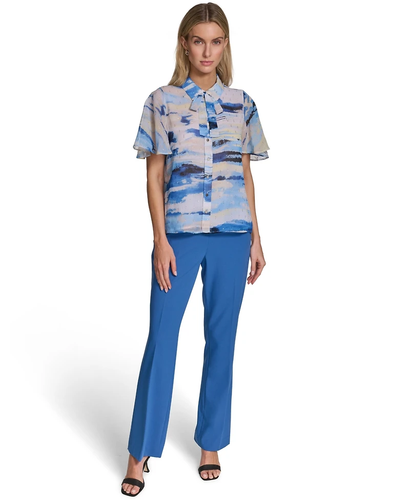 Calvin Klein Women's Tie-Neck Button-Front Blouse