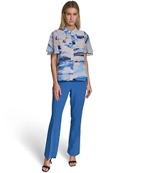 Calvin Klein Women's Tie-Neck Button-Front Blouse