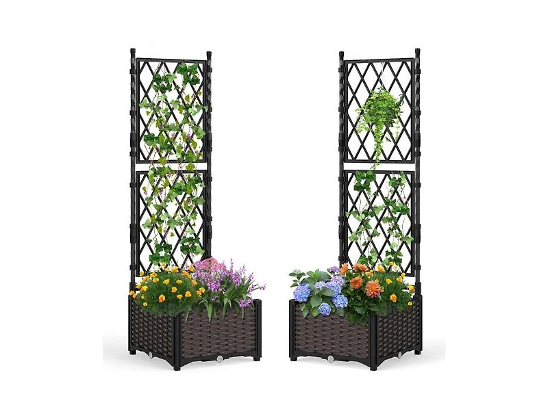 Slickblue Raised Garden Bed with Lattice Trellis & Self-Watering