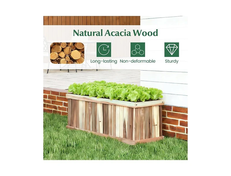 Slickblue Wooden Rectangular Planter Box with Drainage