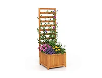 Slickblue 48 Inch Wooden Raised Garden Bed with Trellis & Drainage