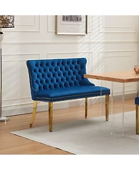 Streamdale Furniture Velvet Double Dining Loveseat Bench, Tufted 2-Seat Bench w/Wing