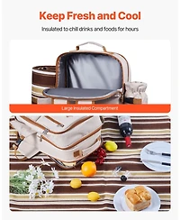 Mecale 4-Person Picnic Backpack with Insulated Cooler, Blanket and Tableware Set