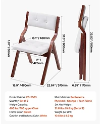 Mecale Set of 2 Wooden Folding Chairs with Cushion