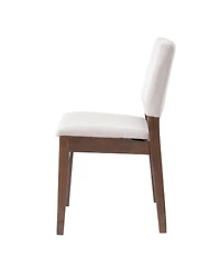 Streamdale Furniture Upholstered Stackable Dining Chairs Set of 2 - Linen Fabric, Solid Wood Frame