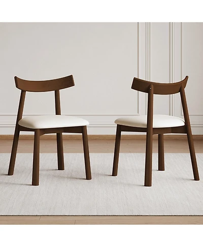 Streamdale Furniture Modern Walnut Dining Chairs with Thick Cushions (Set of 2)
