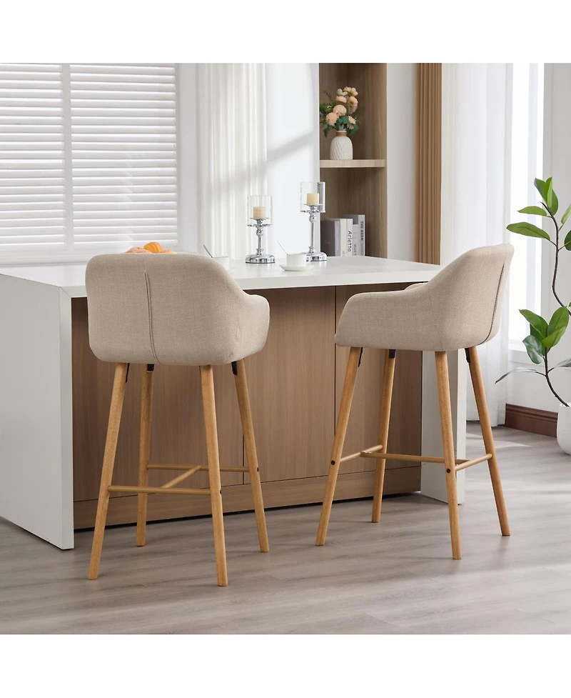 Streamdale Furniture Modern Linen Bar Stools Set of 2 with Back & Armrest