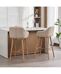 Streamdale Furniture Modern Linen Bar Stools Set of 2 with Back & Armrest