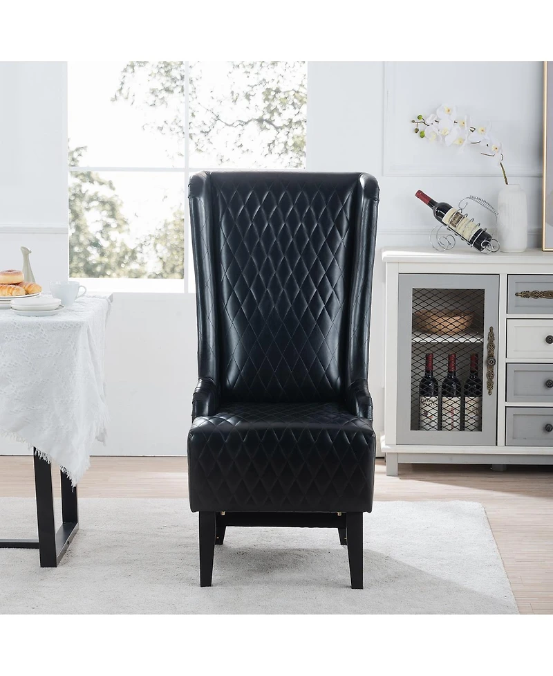 Streamdale Furniture Faux Leather High-Back Accent Chair with Wooden Legs