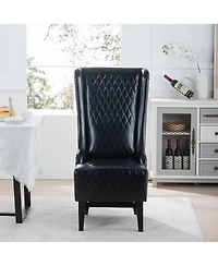 Streamdale Furniture Faux Leather High-Back Accent Chair with Wooden Legs