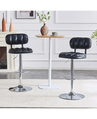 Streamdale Furniture Leather Adjustable Bar Stools with Chrome Base