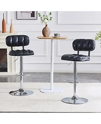 Streamdale Furniture Leather Adjustable Bar Stools with Chrome Base