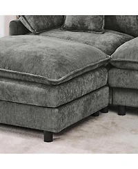 Streamdale Furniture 101.9" 3-seater cashmere sofa w/ movable footstool, modular design.