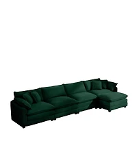 Streamdale Furniture Corduroy Sofa - Modern 4-Seater with Footstool & Pillows