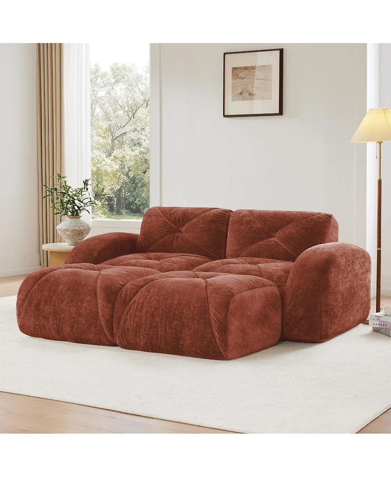 Streamdale Furniture U-shaped Boneless Sofa, Soft Velvet, Tufted, 32D Sponge, No Assembly.