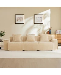 Streamdale Furniture Deep Seat Modular 3-Seat Boneless Sofa with French Edge Piping, Light Camel Velvet