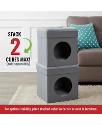 Aronkl 2 1 Cat Cube Bed Lounging Platform Foldable Portable with Washable Cushions