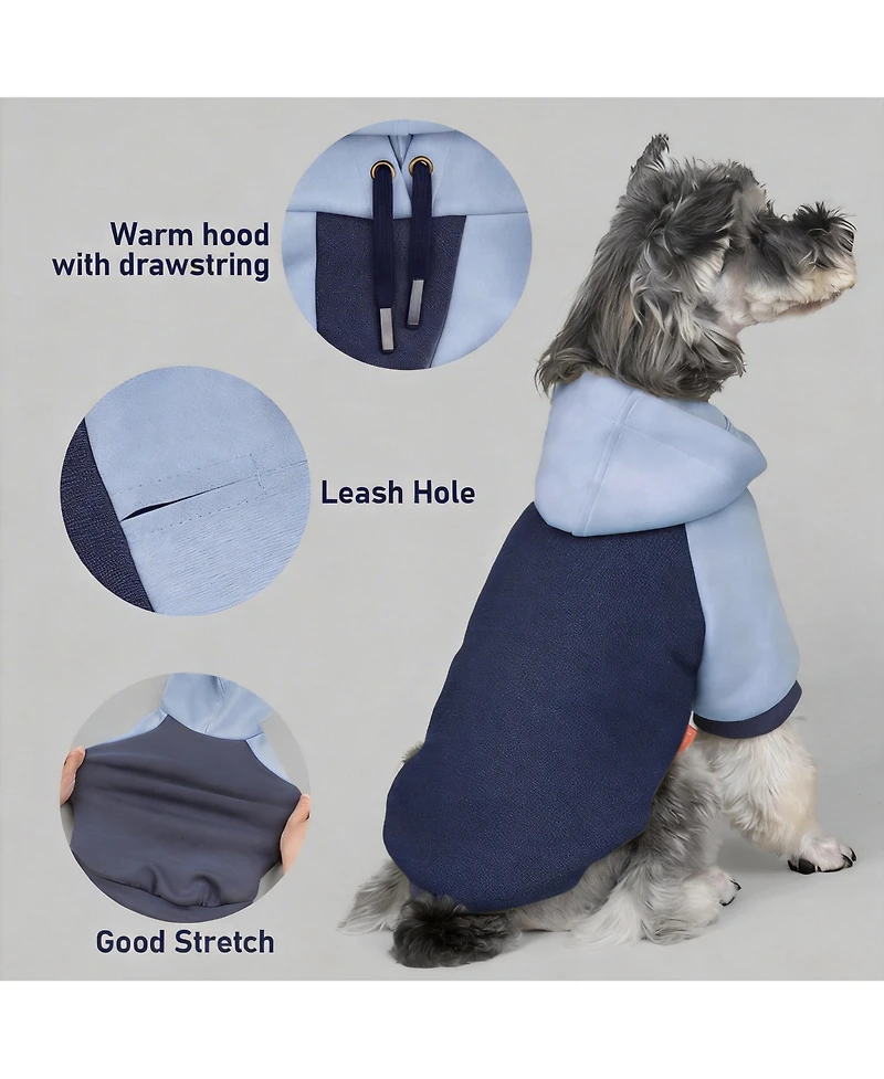 Aronkl Dog Hoodie Stretchy Warm Pet Sweatshirt with Leash Hole Soft Comfort Winter