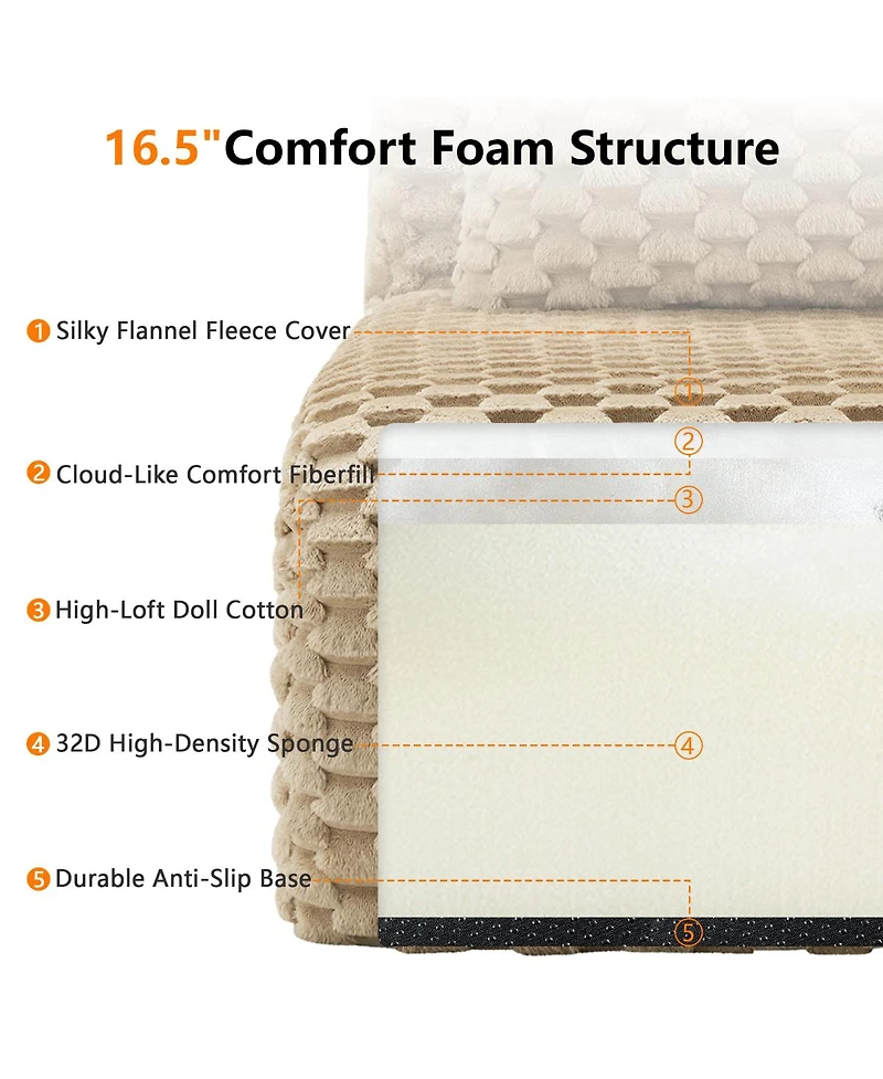 Streamdale Furniture Streamdale Modern L-Shaped Modular Sectional Sofa, Flannelette, Oversized 3-Seater, Movable Ottoman