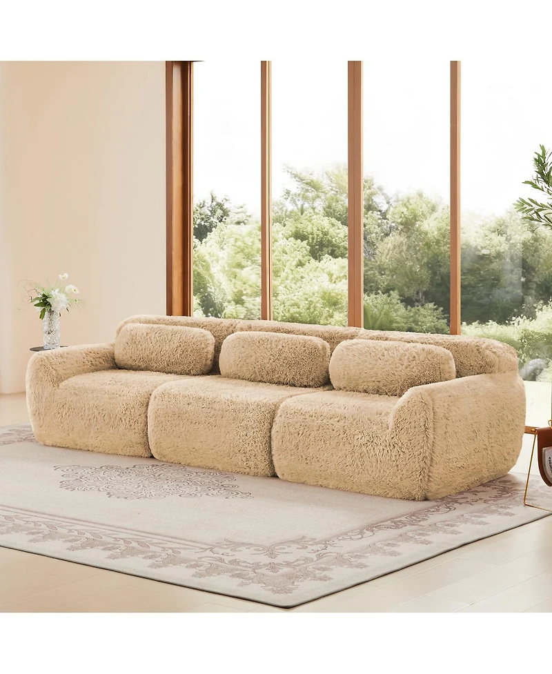 Streamdale Furniture Soft And Fluffy 114" Modular Sectional Sofa with Ottoman