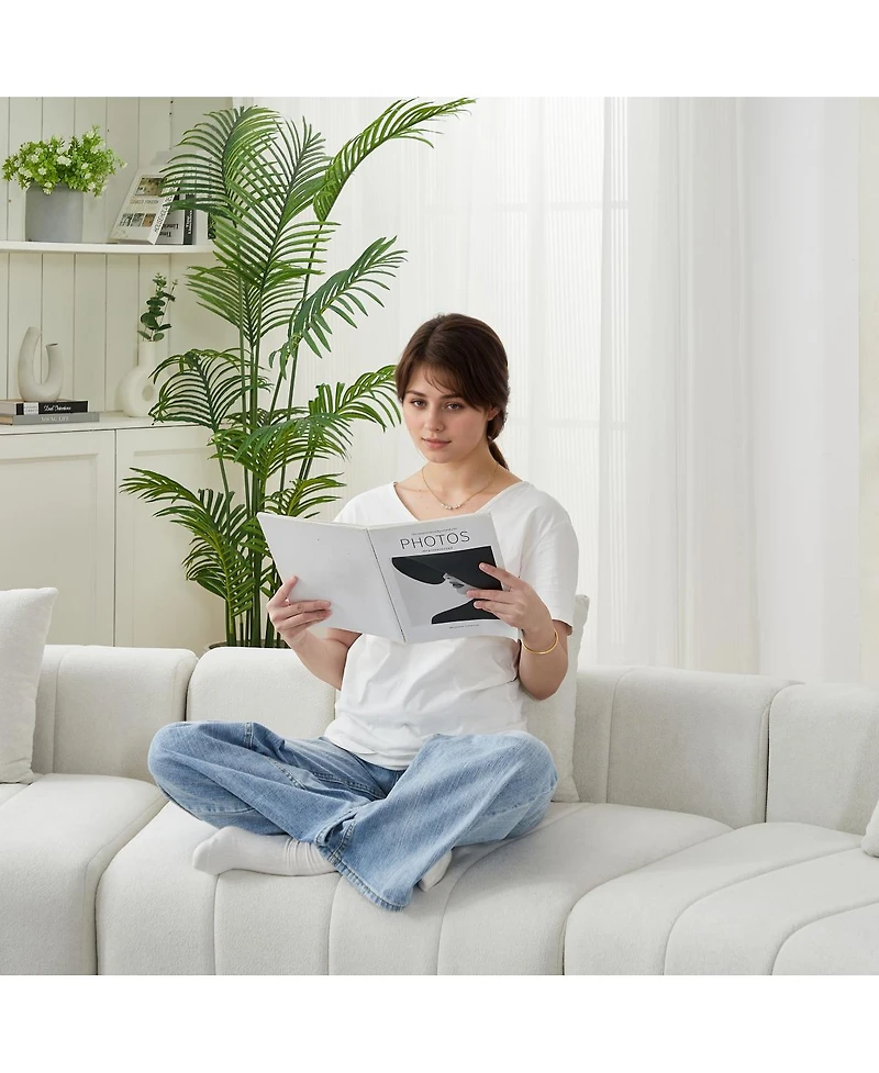 Streamdale Furniture Chenille Curved Sectional Sofa with Pillows