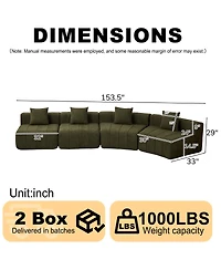 Streamdale Furniture Chenille curved sectional sofa with 4 pillows, curved modular sofa