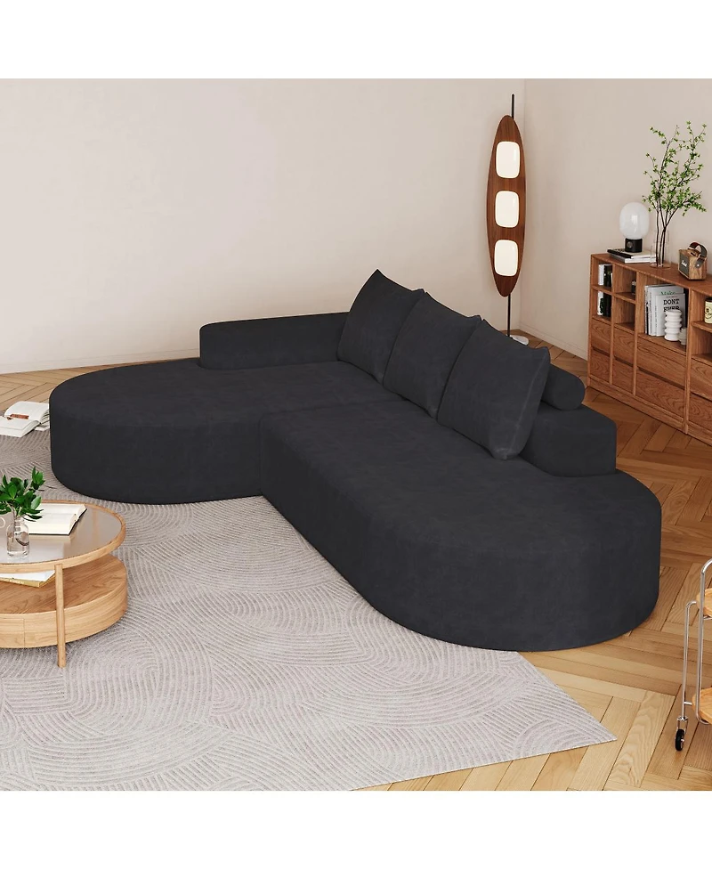 Streamdale Furniture Modern Curved Chenille Sectional Sofa Couch Set