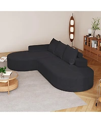 Streamdale Furniture Modern Curved Chenille Sectional Sofa Couch Set