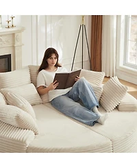 Streamdale Furniture Corduroy Oversized Recliner, Converts to 2 Recliners, Sofa Bed