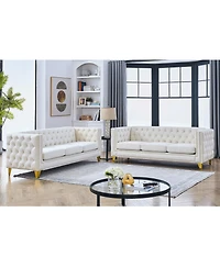 Streamdale Furniture Streamdale Velvet Sofa for Living Room, Tufted Square Arm Couch, Modern Upholstered Button Couch