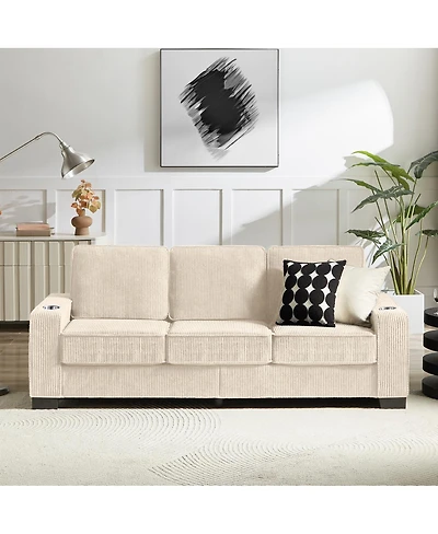Streamdale Furniture 83.86" Corduroy Modern Compressed 3-Seater Sofa