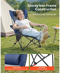 Mecale Reclining Camping Chair with 4 Positions, Folding Lounger with Headrest and Footrest