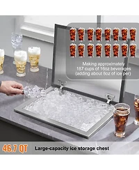 Mecale 20 x 16 x 13 Inch Drop-In Stainless Steel Ice Chest, 40 Qt with Hinged Lid