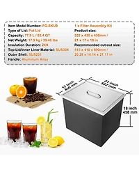 Mecale 21 x 17 x 18 Inch Drop-In Stainless Steel Ice Chest, 40 Qt with Lid