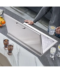 Mecale 24 x 20 x 15 Inch Drop-In Stainless Steel Ice Chest, 40 Qt with Hinged Lid