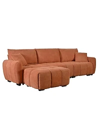Streamdale Furniture 110" Modular Sectional Sofa, L Shape, Extra-large Seat, Movable Ottoman, Boucle Fabric