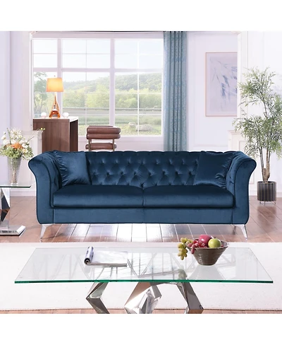 Streamdale Furniture Chesterfield & Stanford Sofas: Tufted, Scroll Arm/Back
