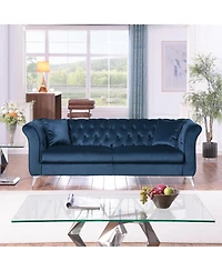 Streamdale Furniture Chesterfield & Stanford Sofas: Tufted, Scroll Arm/Back