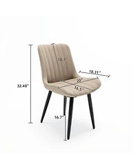 Streamdale Furniture Set of 4 Modern Pu Leather Dining Chairs with Thick Cushions & Metal Legs