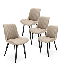 Streamdale Furniture Set of 4 Modern Pu Leather Dining Chairs with Thick Cushions & Metal Legs