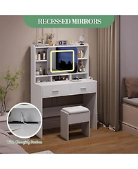 gaomon Makeup Vanity Set with Sliding Mirror and Stool