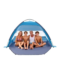 Mecale 4-Person Beach Tent Sun Shelter with Upf 50+ Protection and Sand Pockets