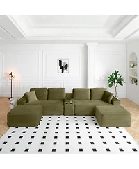 Streamdale Furniture 150" Oversized Cloud Couch with Cup Holders & Usb Ports