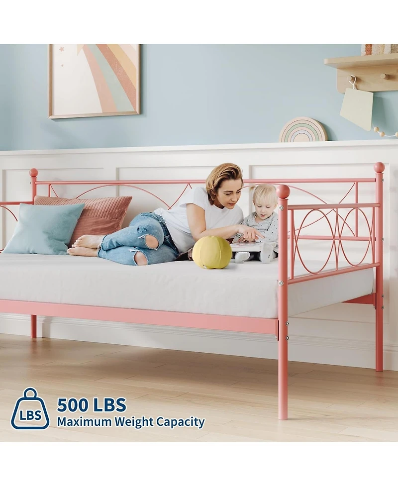 gaomon Twin Metal Daybed Sofa Bed Frame Premium Steel Slat Support Spacious Under Bed Storage No Box Spring Easy Build