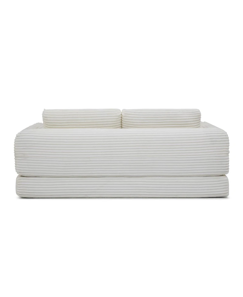 Streamdale Furniture 2-in-1 Folding Convertible Sofa Bed, Modern Corduroy Sleeper Couch with 2 Pillows