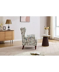 Streamdale Furniture Modern Floral Accent Chair with Retro Wood Legs
