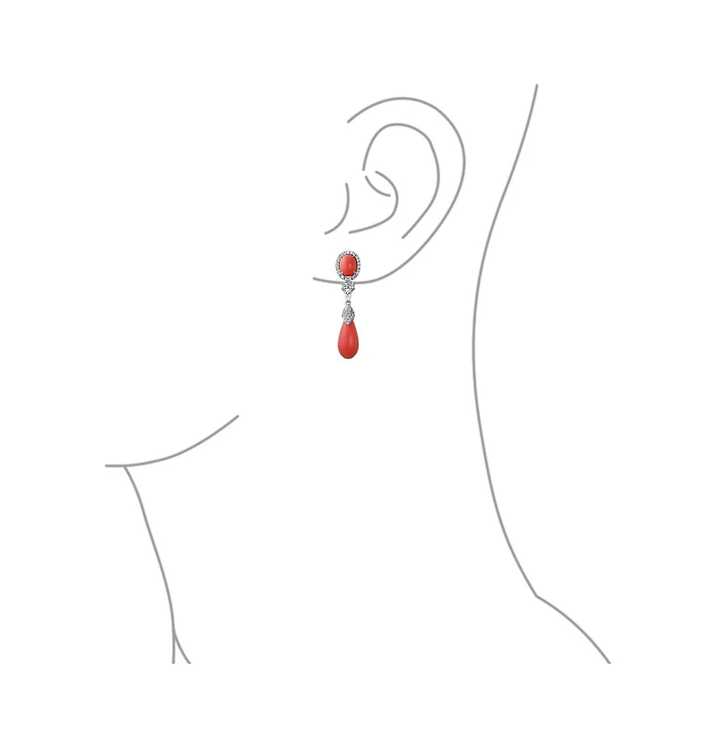 Bling Jewelry Classic Cz Accent Pink Orange Stone Teardrop Dangle Chandelier Earrings Silver Plated