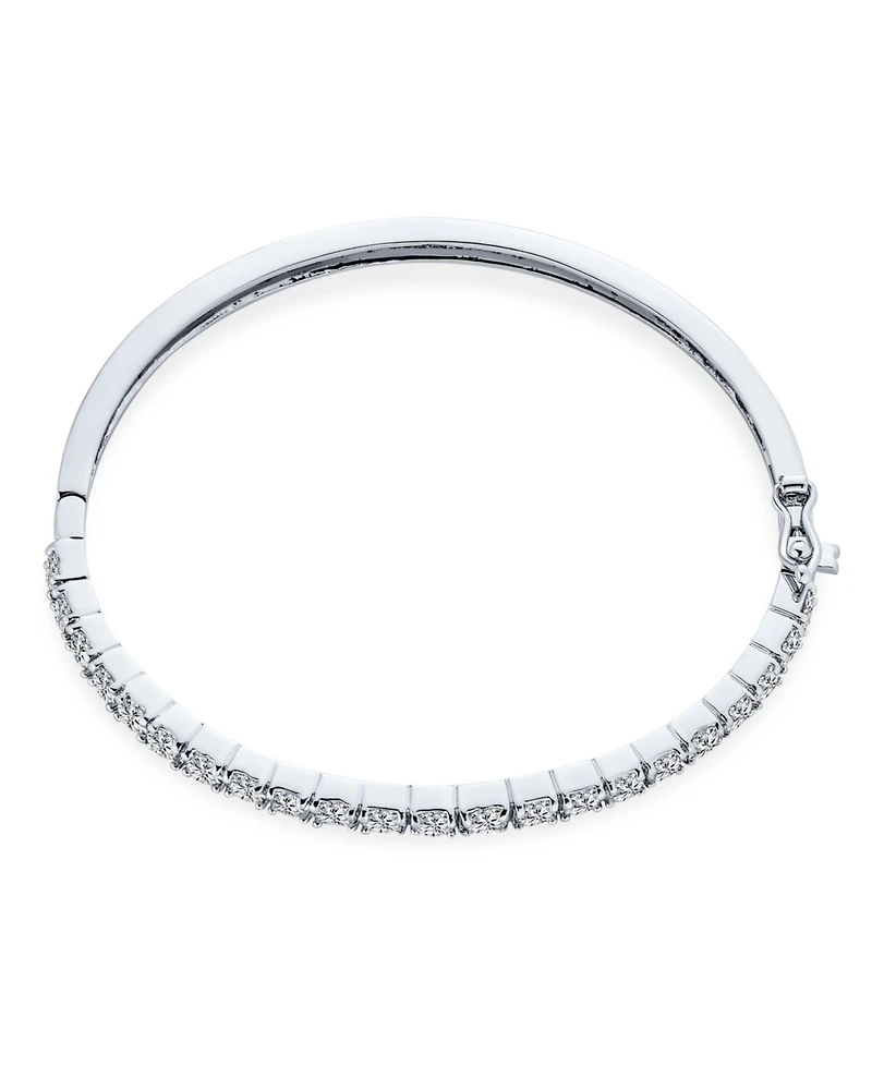 Bling Jewelry Formal Princess Cut Cz Stackable 1/2 Eternity Tennis Bangle Bracelet 7-7.5 Inch